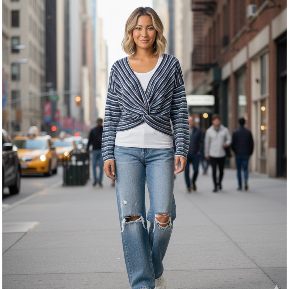 ANA A New Approach Twist Front Pullover Sweater (tank top not included)